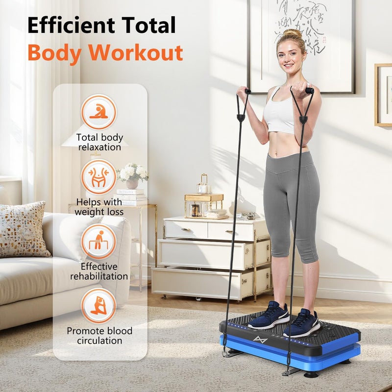 AXV Vibration Plate Fitness Platform Exercise Machine Vibrating Shaking Full Body Shaker Workout Vibrate Stand Shake Board Sport Gym for Weight Loss Fat Burner for Women Men - Image 5